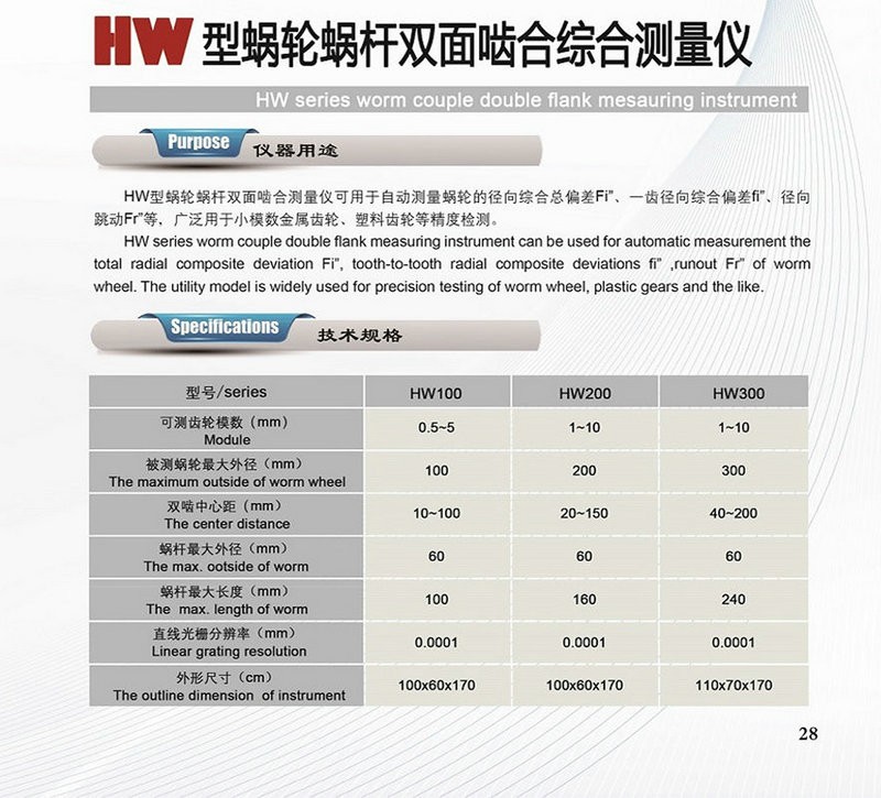 HW型蜗轮蜗杆双面啮合综合测量仪